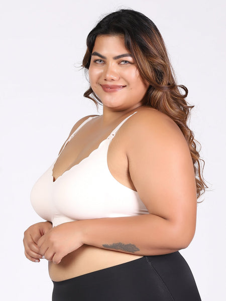 MamaEase Seamless Wirefree Padded Nursing Bra Beige