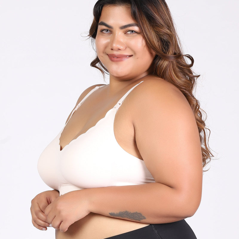 MamaEase Seamless Wirefree Padded Nursing Bra Beige