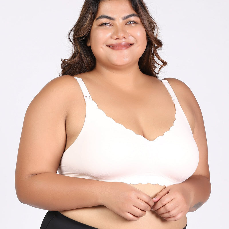 MamaEase Seamless Wirefree Padded Nursing Bra Beige