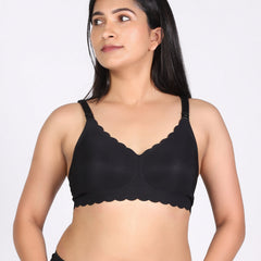 MamaEase Seamless Wirefree Padded Nursing Bra Black