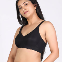 MamaEase Seamless Wirefree Padded Nursing Bra Black