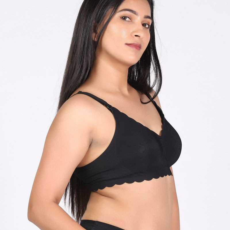 MamaEase Seamless Wirefree Padded Nursing Bra Black