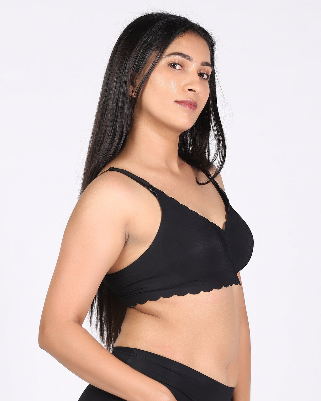 MamaEase Seamless Wirefree Padded Nursing Bra Black