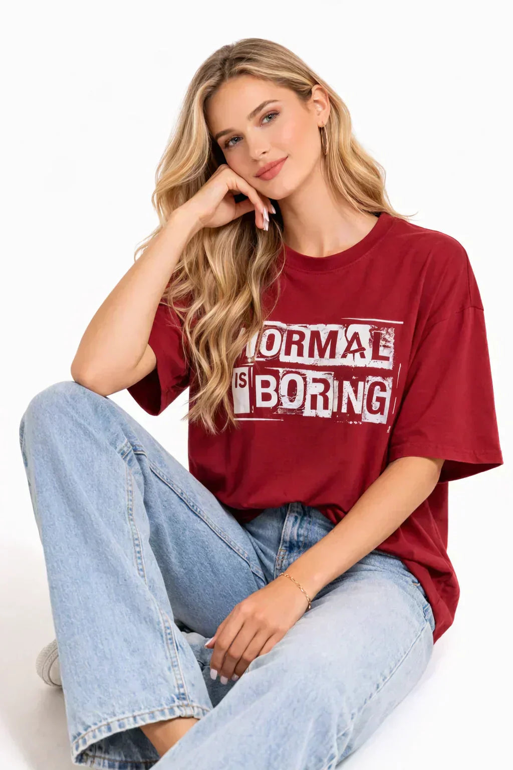 Bamboo Fabric Oversize Printed T-Shirt – Ultra Soft | Breathable | Sustainable Style | Maroon