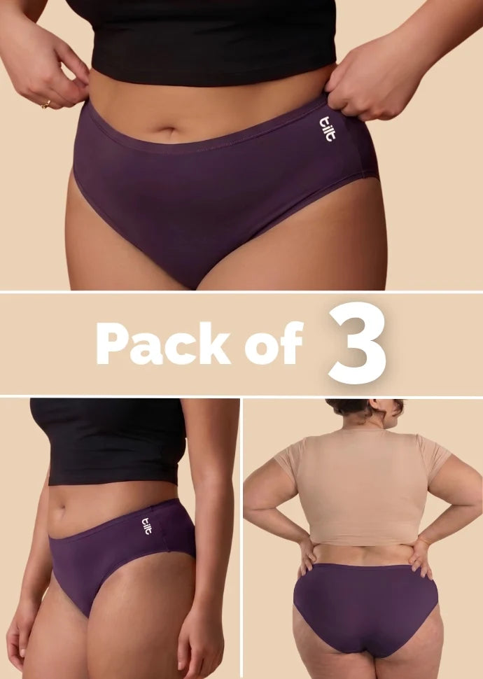 3 Pack - Violet Bamboo Absorbent Underwear