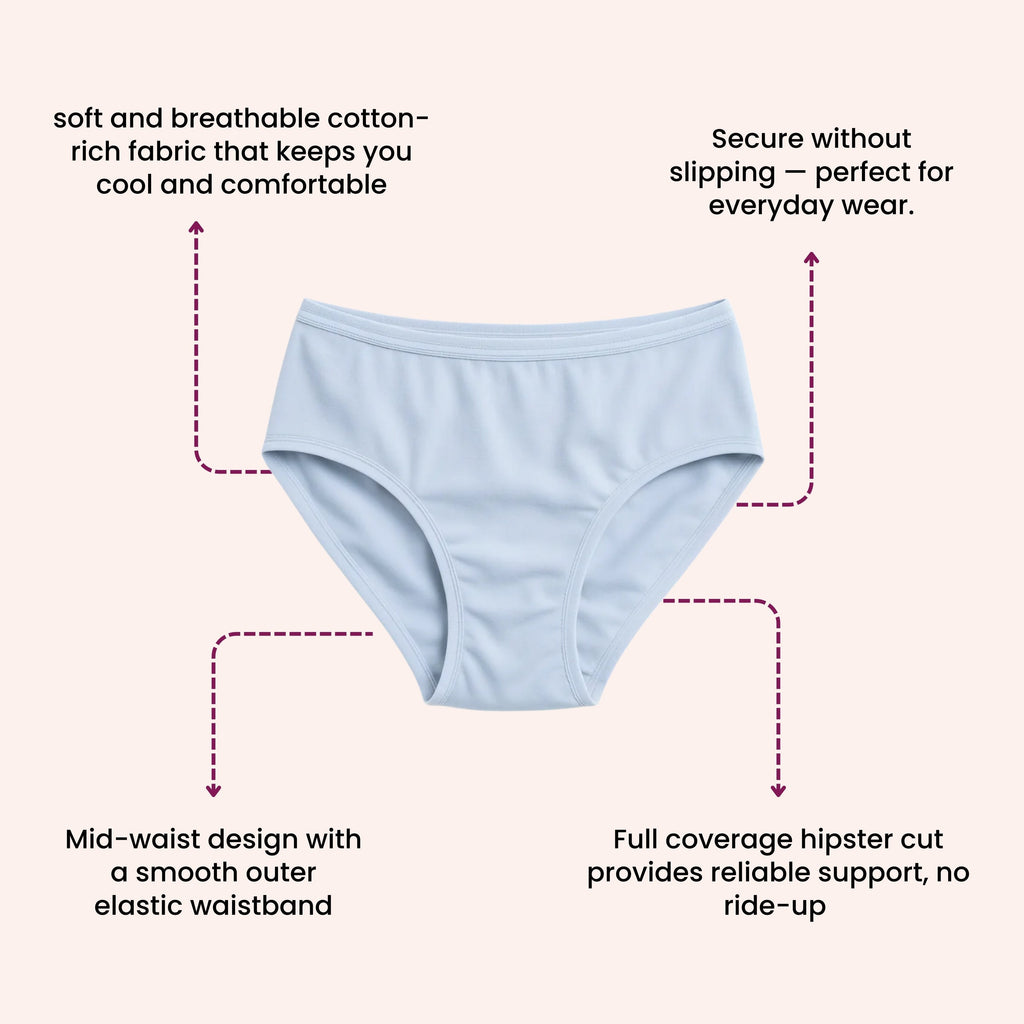 Mid Waist Hipster Panty (Outer Elastic-Plain)