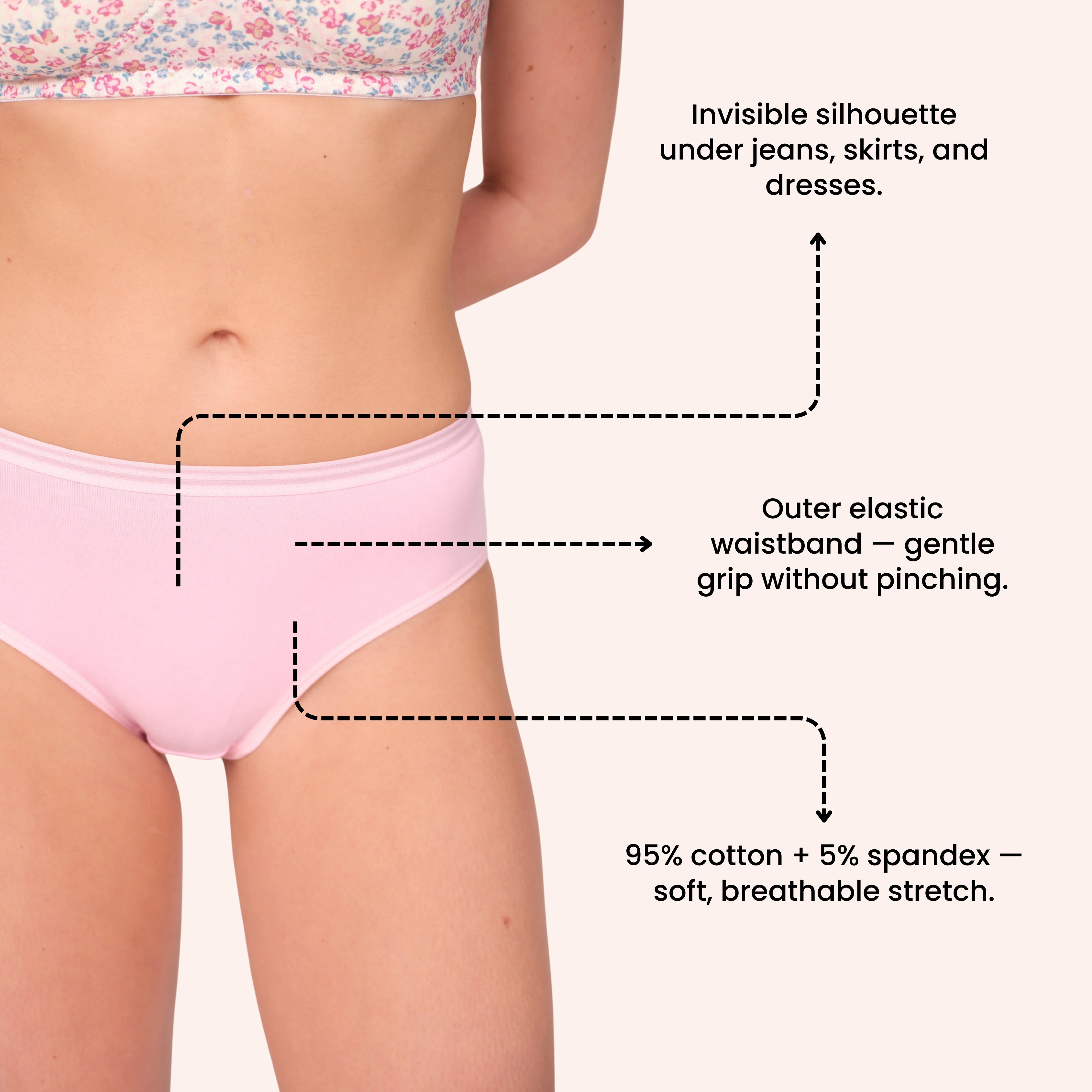Women’s Cotton Hipster Panties – Mid Waist ( pack of 5 )