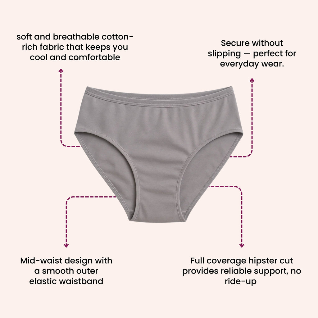 Women’s Cotton Hipster Panties – Mid Waist ( pack of 5 )