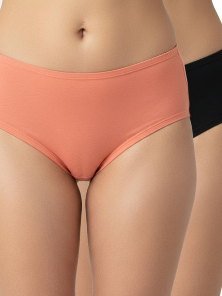 Bamboo Fabric Women's Mid Rise Panty Peach and Black
