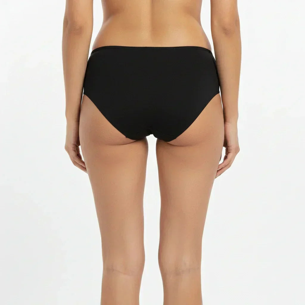 Bamboo Fabric Women's Mid Rise Panty | Red and Black | Pack of 2