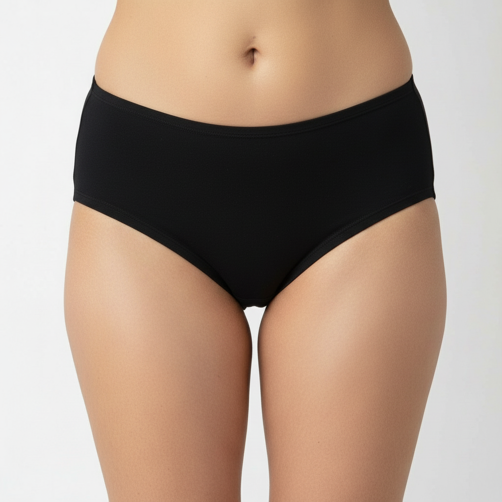 Bamboo Fabric Women's Mid Rise Panty | Peach and Black | Pack of 2