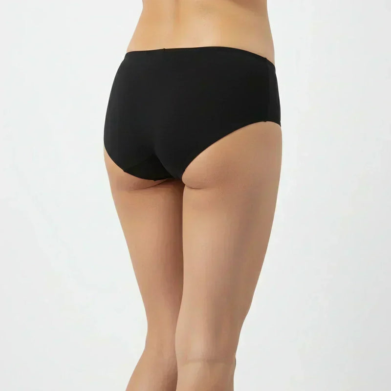 Bamboo Fabric Women's Mid Rise Panty | Red and Black | Pack of 2