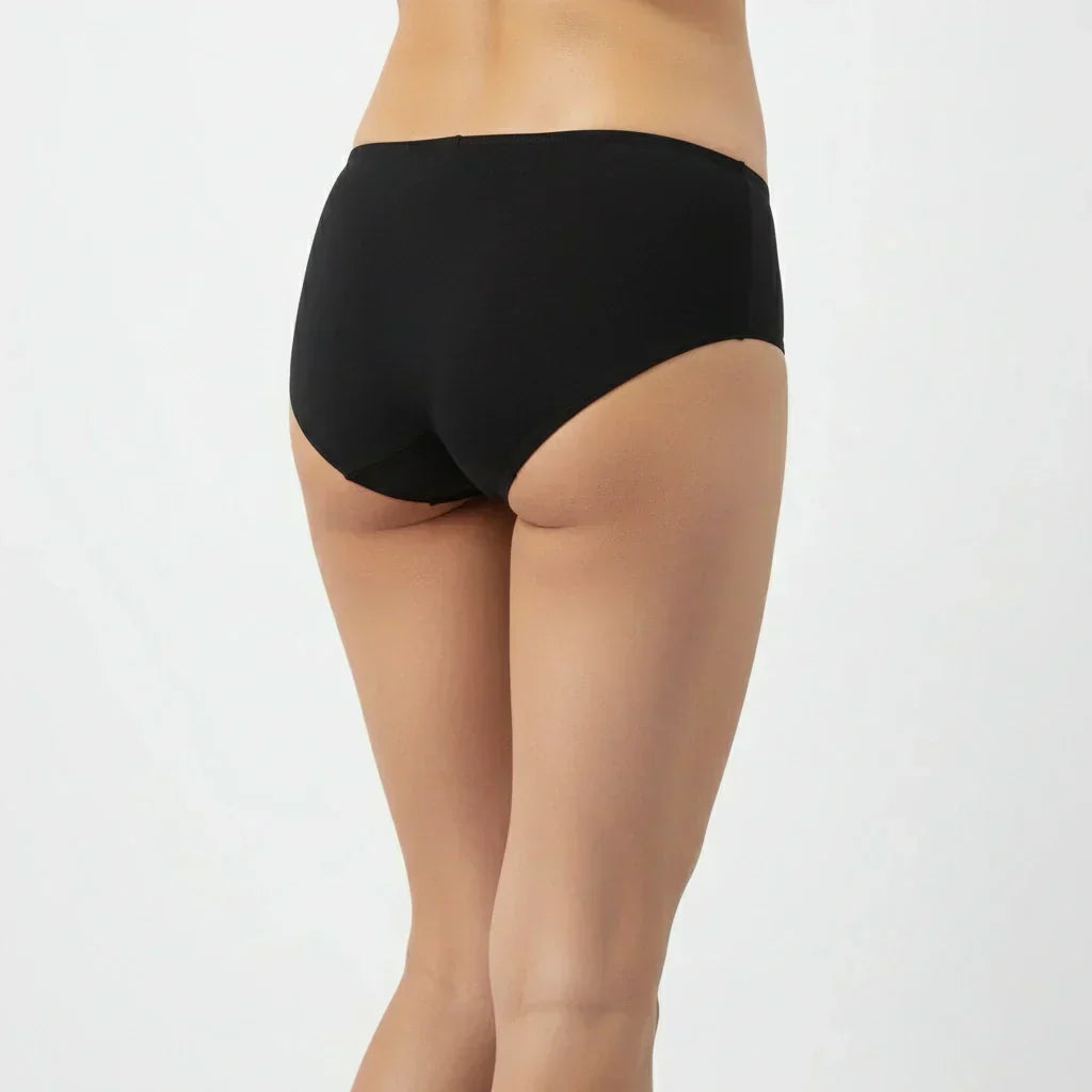 Bamboo Fabric Women's Mid Rise Panty | Red and Black | Pack of 2