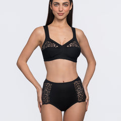 Clemence black wire-free bra side profile – most comfortable womens bra no underwire