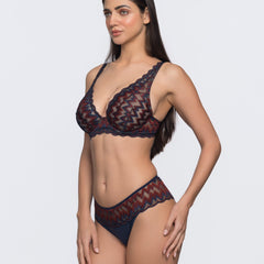 Eloise bralette blue-maroon close-up – fashion lingerie online premium lace by YOBO