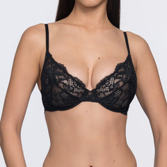 Fabienne black lace bra back view – stylish fashion lingerie online by YOBO