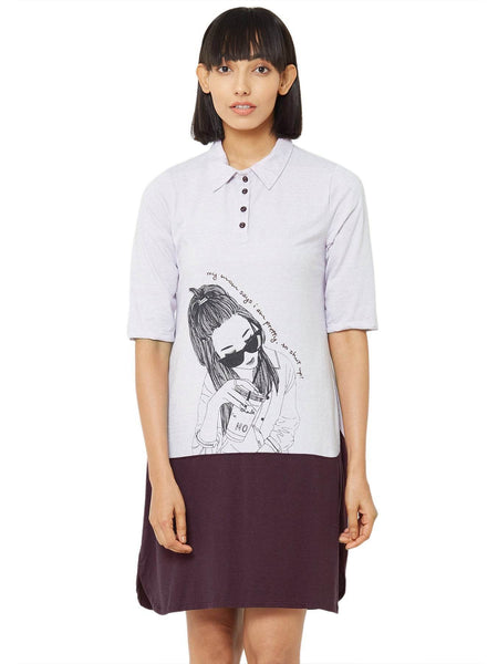 SOIE Woman - Printed Sleepshirt with Collar - -for Women