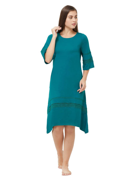 SOIE Woman - Laced knee length nighty - -for Women