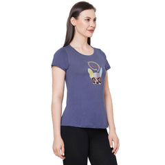 SOIE Woman - Half Sleeve Printed Soft Cotton Modal Lounge T-shirt - -for Women