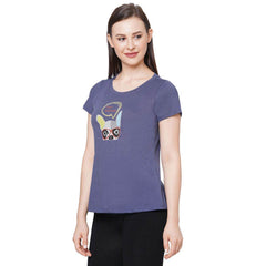 SOIE Woman - Half Sleeve Printed Soft Cotton Modal Lounge T-shirt - -for Women