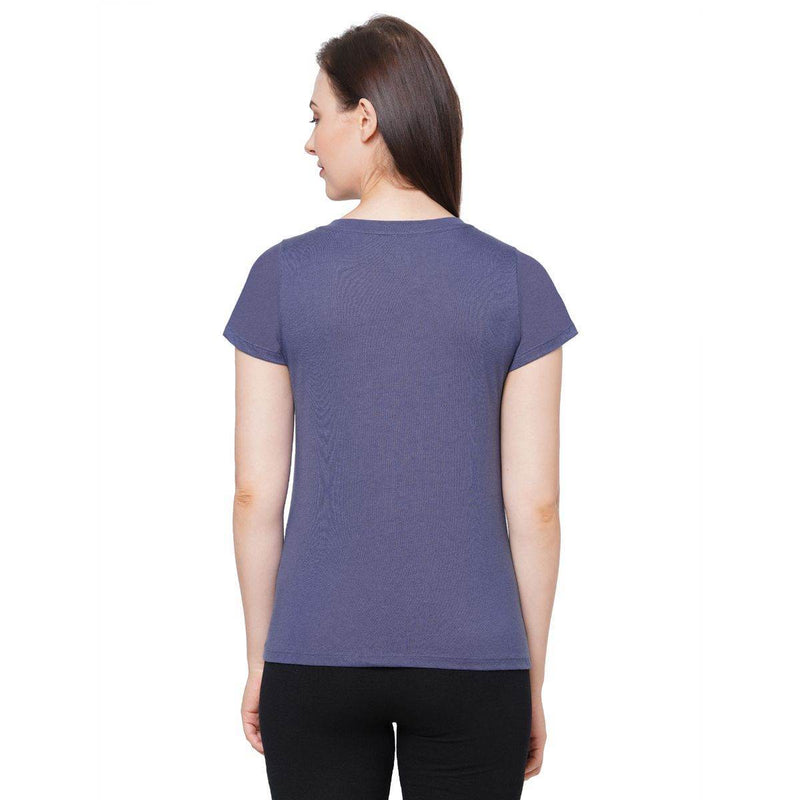 SOIE Woman - Half Sleeve Printed Soft Cotton Modal Lounge T-shirt - -for Women