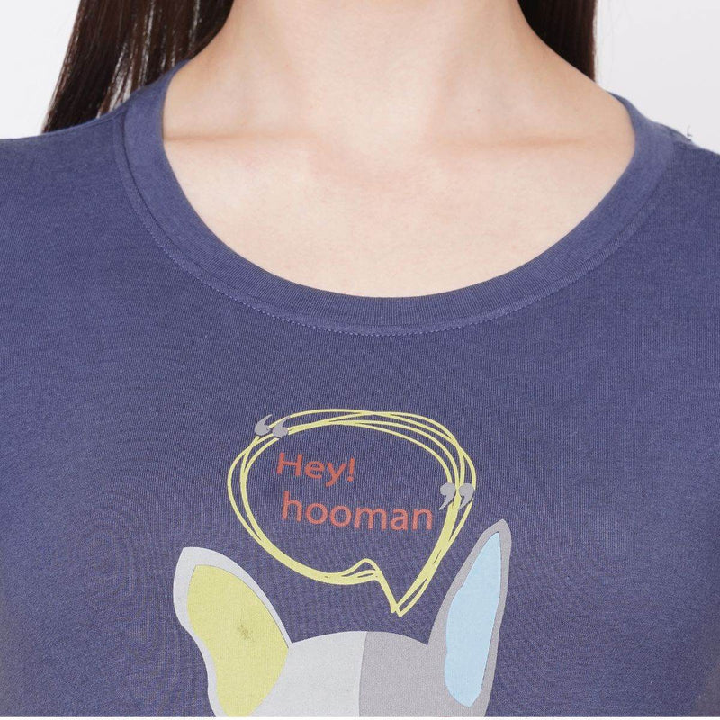 SOIE Woman - Half Sleeve Printed Soft Cotton Modal Lounge T-shirt - -for Women