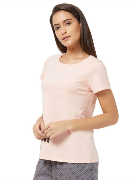 SOIE Woman - Half Sleeve Printed Soft Cotton Modal Lounge T-shirt - -for Women