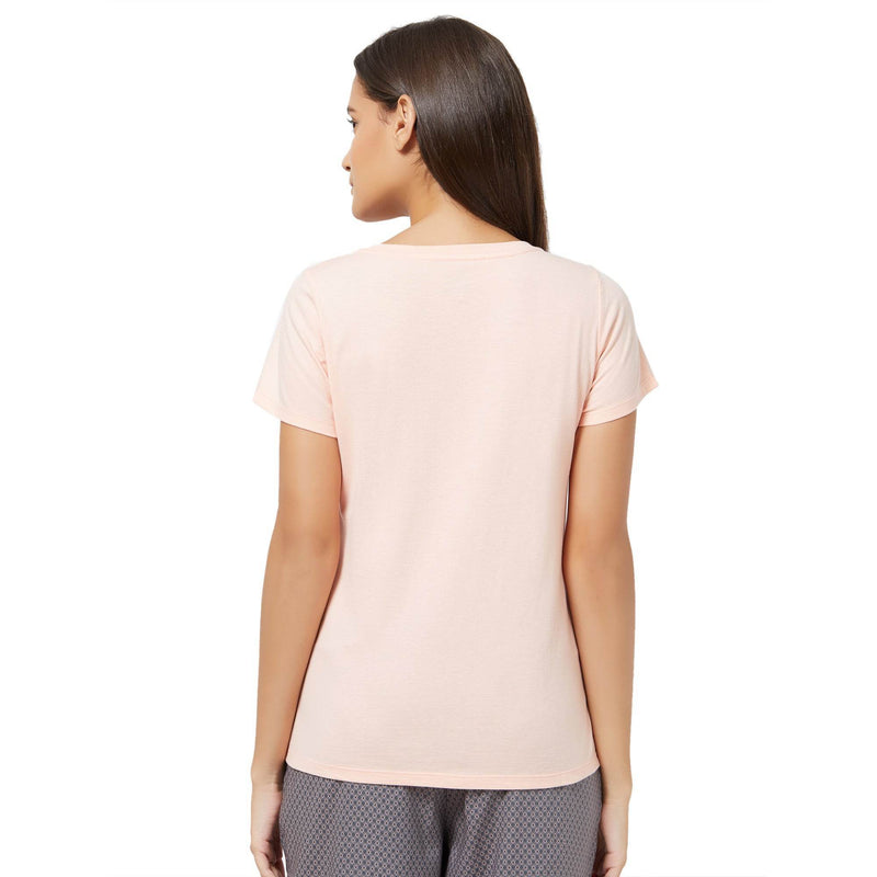 SOIE Woman - Half Sleeve Printed Soft Cotton Modal Lounge T-shirt - -for Women