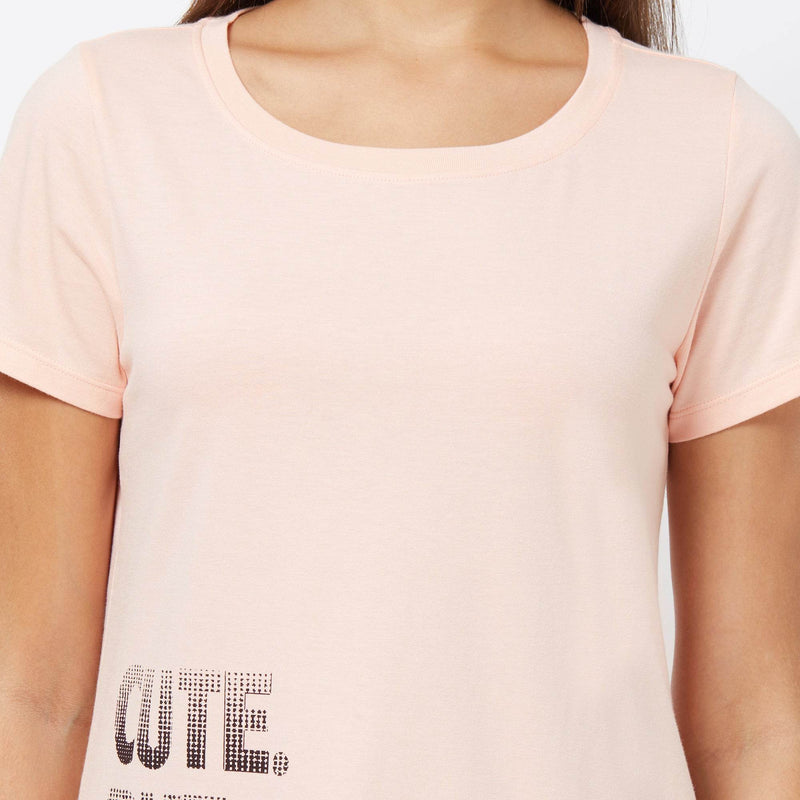 SOIE Woman - Half Sleeve Printed Soft Cotton Modal Lounge T-shirt - -for Women
