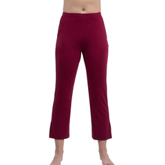 SOIE Woman - Mid Rise Flared Ankle Length Soft Lounge Pants with Side Slit and Pockets - -for Women