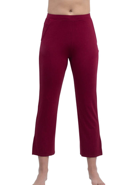 SOIE Woman - Mid Rise Flared Ankle Length Soft Lounge Pants with Side Slit and Pockets - -for Women