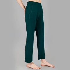 SOIE Woman - Mid Rise Flared Ankle Length Soft Lounge Pants with Side Slit and Pockets - -for Women