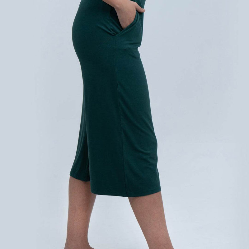SOIE Woman - Mid Rise Flared Lounge Culottes 3/4 Length with Pockets - -for Women