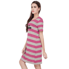 SOIE Woman - Half Sleeve Striped Sleepshirt - -for Women