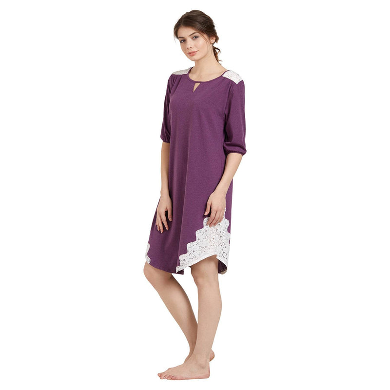 SOIE Woman - Laced Knee-Length Sleepshirt - -for Women