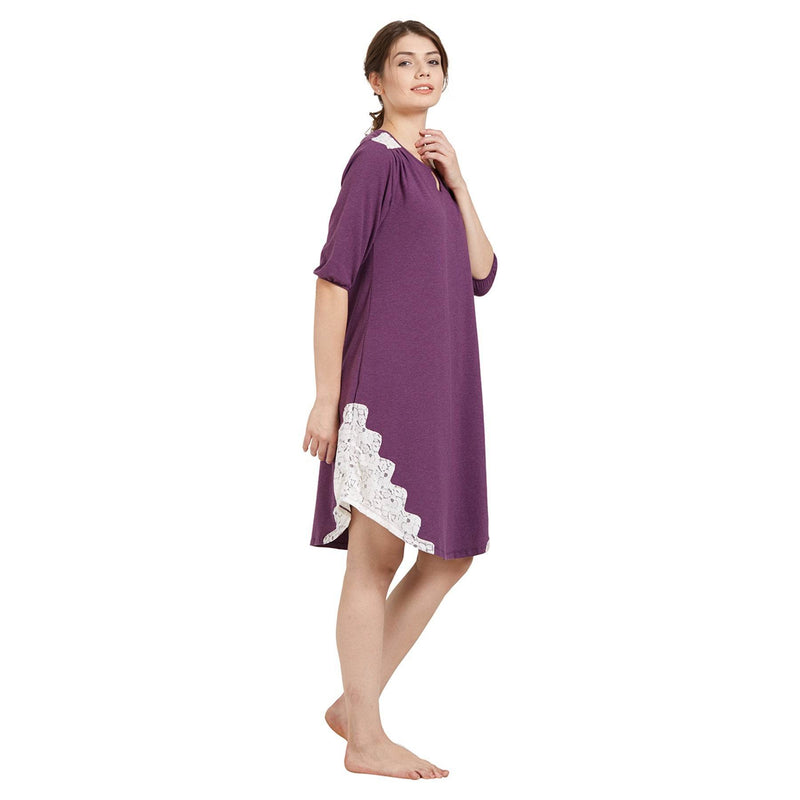 SOIE Woman - Laced Knee-Length Sleepshirt - -for Women