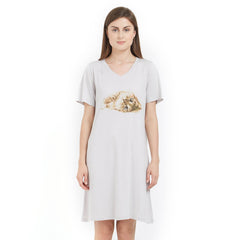 SOIE Woman - V Neck Printed Sleepshirt - -for Women