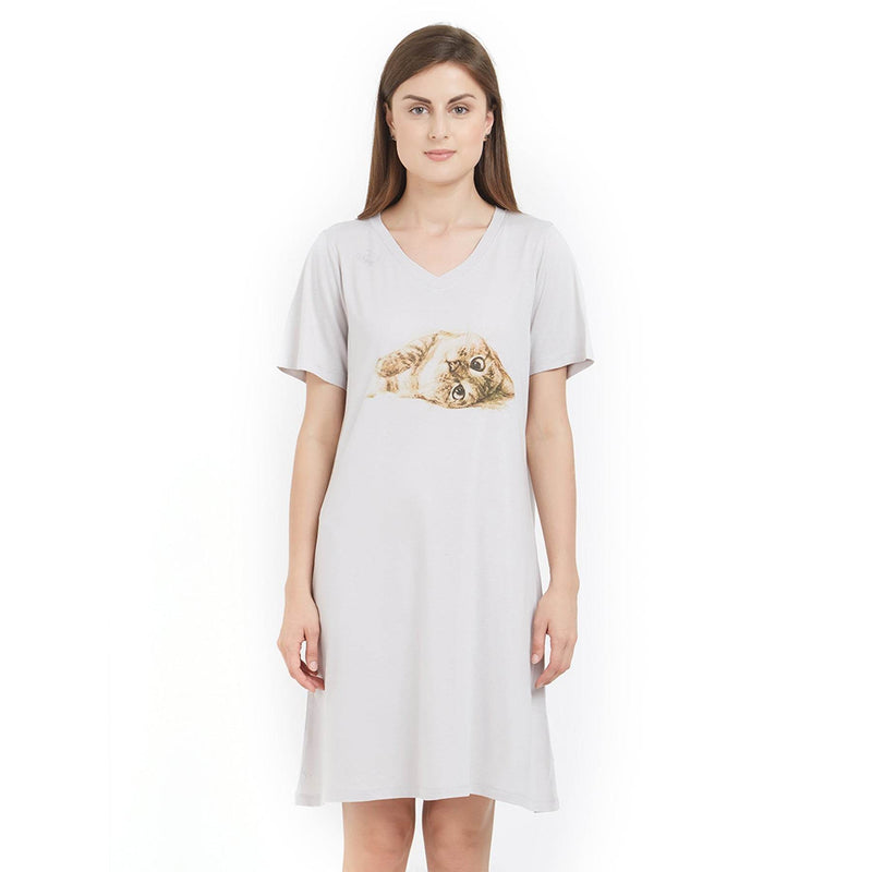 SOIE Woman - V Neck Printed Sleepshirt - -for Women