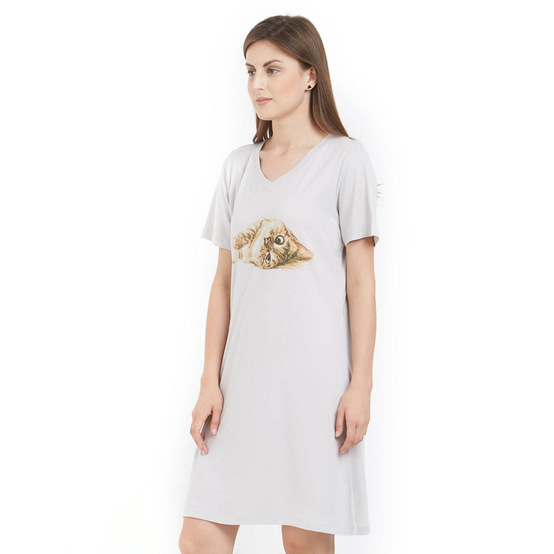 SOIE Woman - V Neck Printed Sleepshirt - -for Women