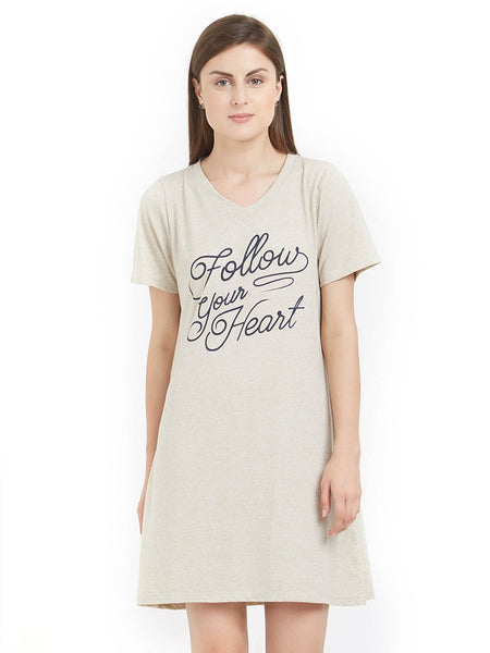 SOIE Woman - V Neck Printed Sleepshirt - -for Women