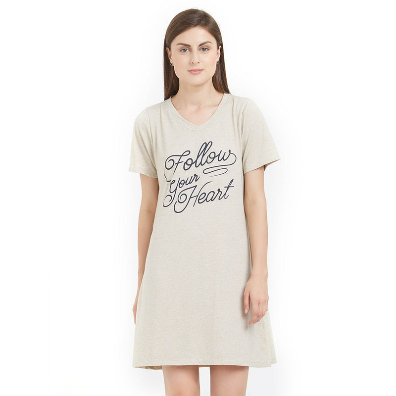 SOIE Woman - V Neck Printed Sleepshirt - -for Women