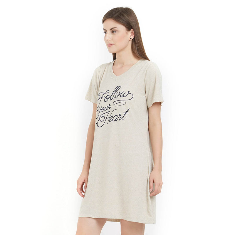 SOIE Woman - V Neck Printed Sleepshirt - -for Women
