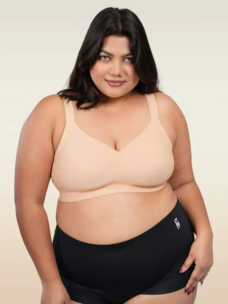 Set - Nude Wave Bra and Black Shaper Underwear