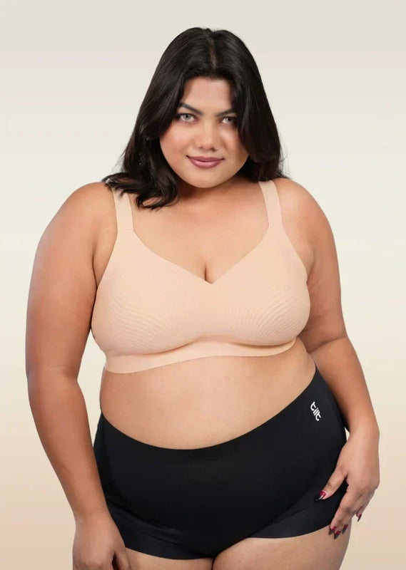 Set - Nude Wave Bra and Black Shaper Underwear