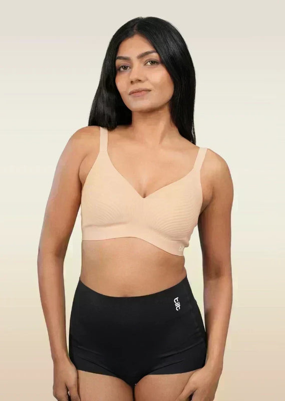 Set - Nude Wave Bra and Black Shaper Underwear