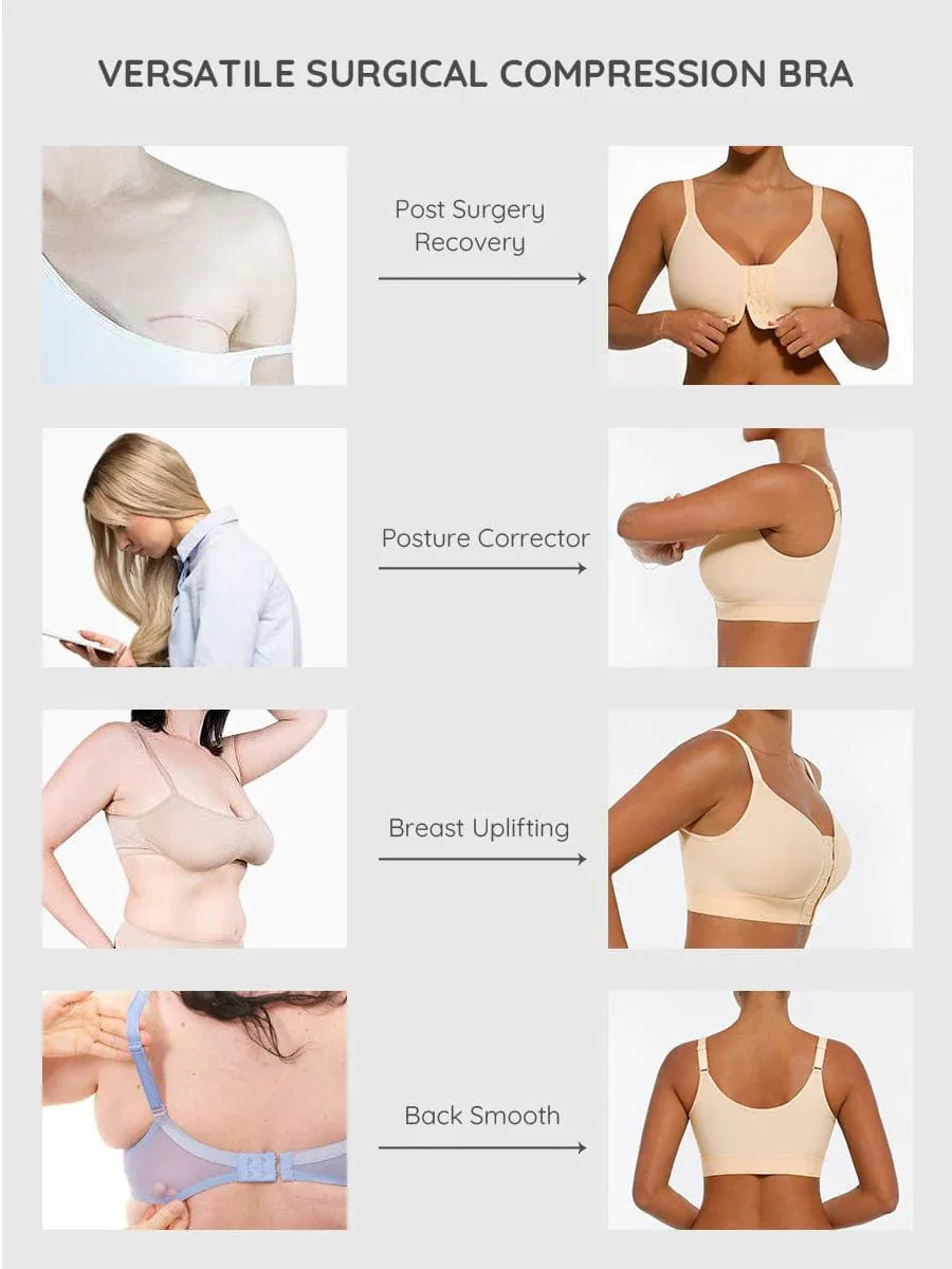 Post Surgery Full Coverage Compression Surgical Front Closure Mastectomy Bra