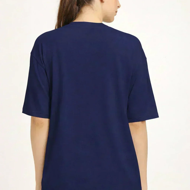 Women Oversized Bamboo Plain T-Shirt – Soft, Breathable & Sustainable | Navy