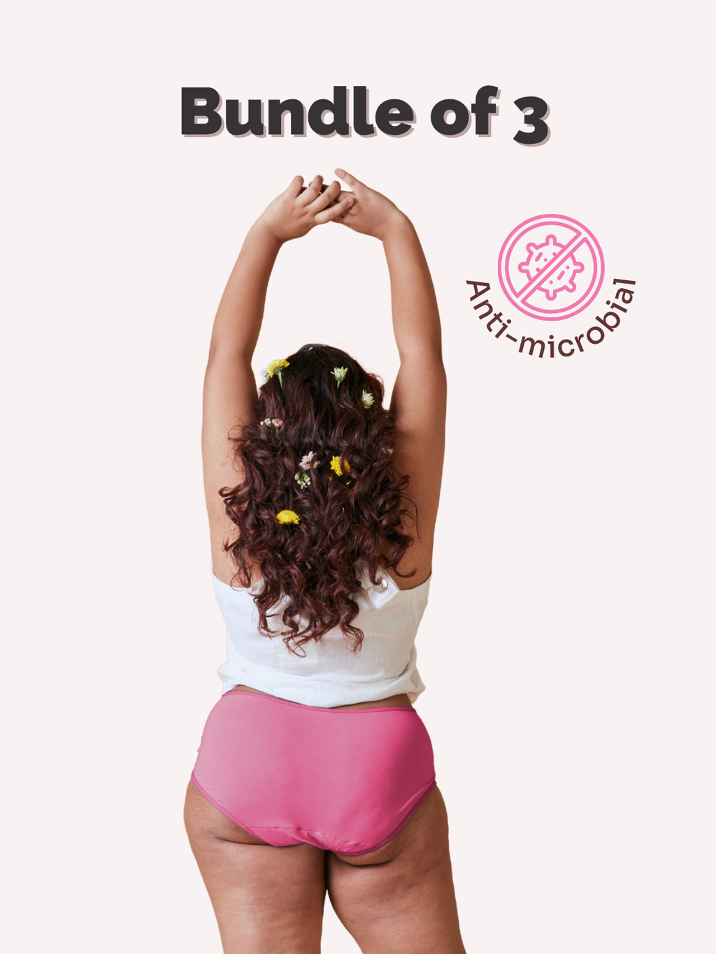Bubble Pink Modal Fabric Underwear Bundle of 3 | Anti-Microbial Underwear for Women | Tilt Intimates