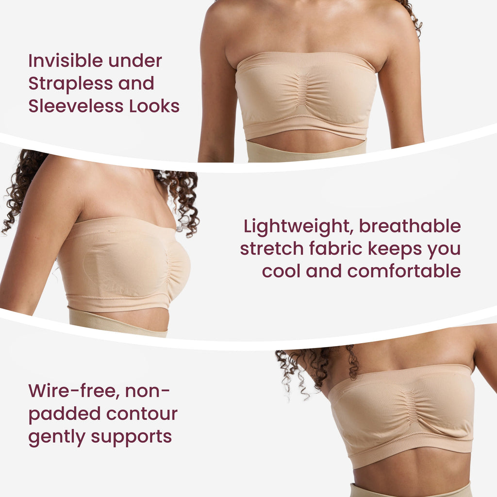 Munns & Mars Bundle of Seamless Non-Padded Tube Bra- Beige & Navy Blue