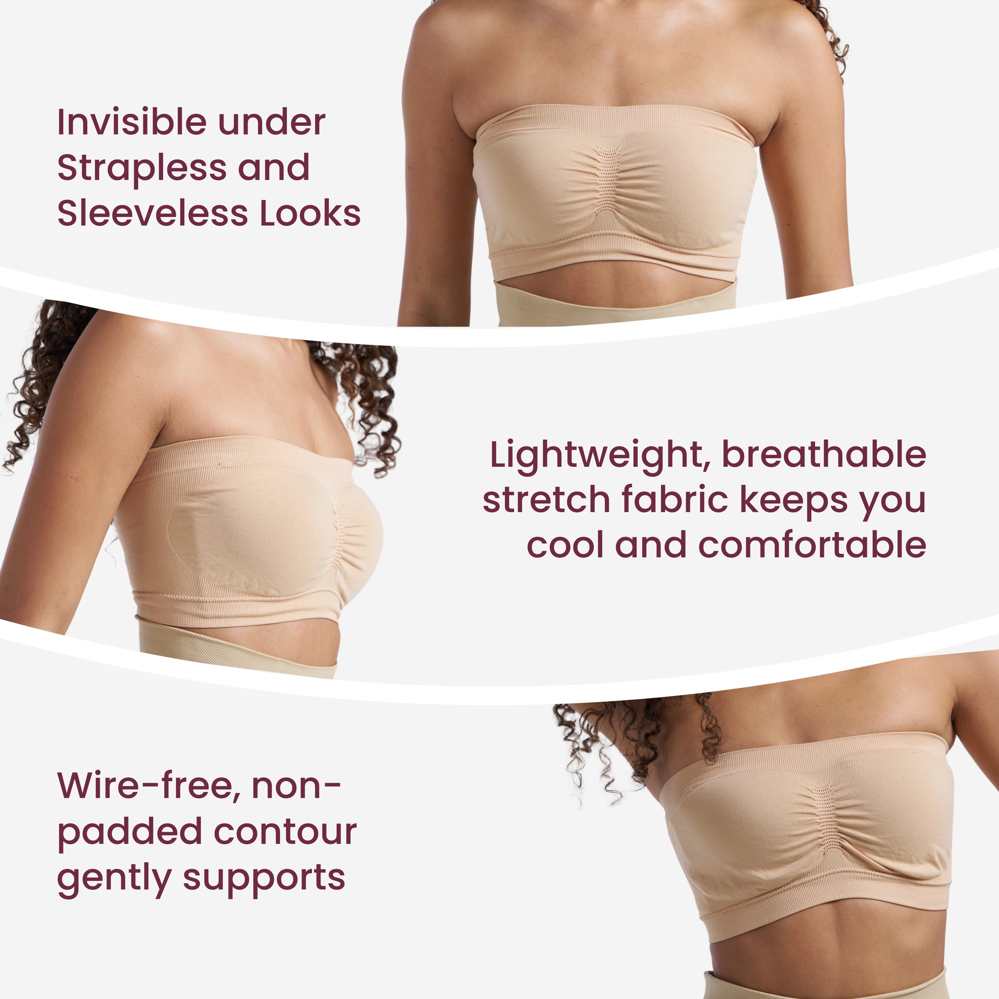 Munns & Mars Bundle of Seamless Non-Padded Tube Bra-Beige And Tummy Tucking Panty-Beige